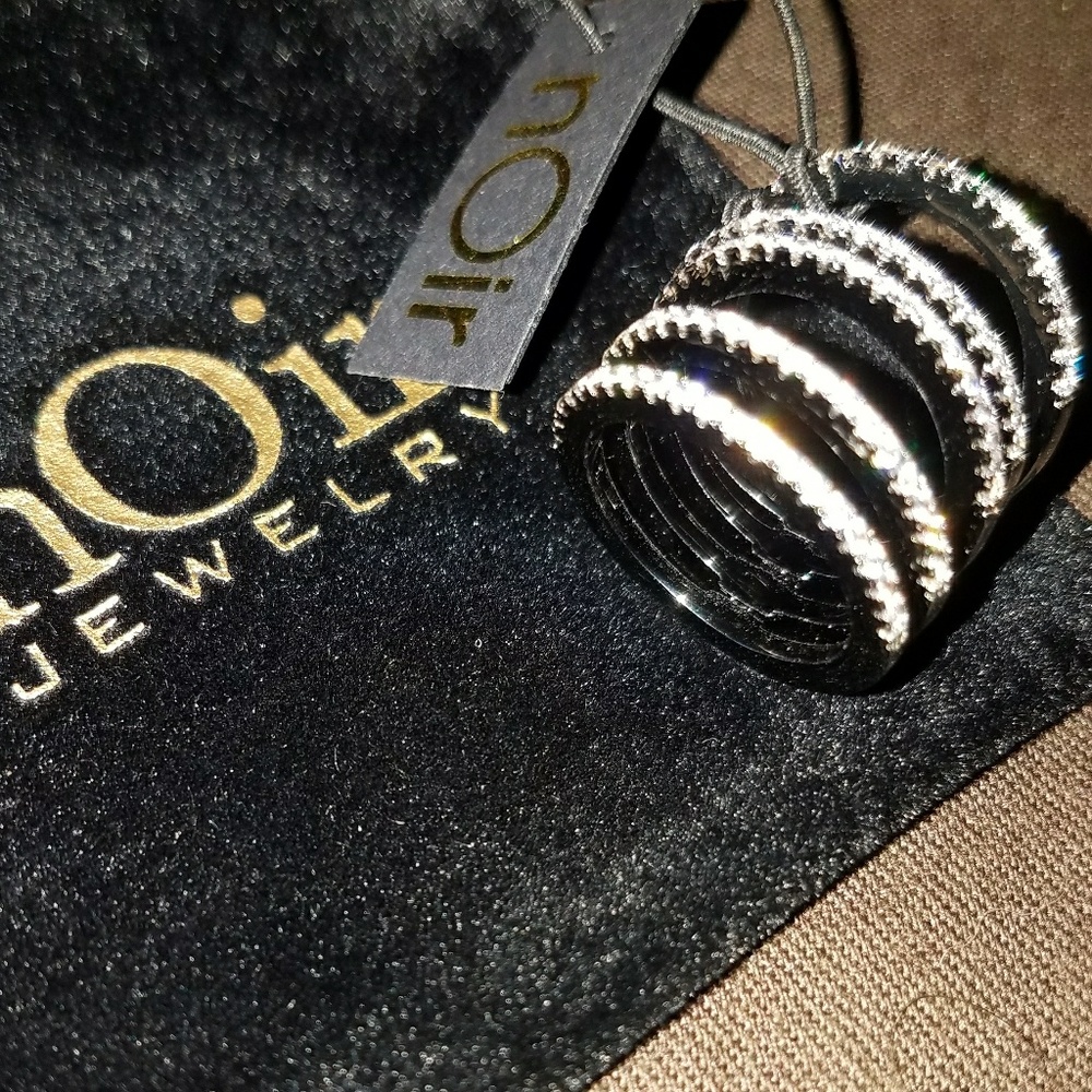 New Noir Jewelry pave cz hinged stack ring - Picture 4 of 5